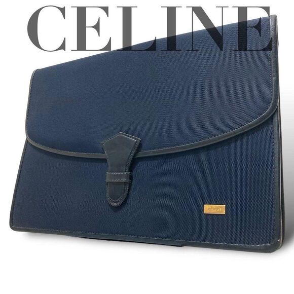 CELINE - Navy Leather/Fabric Clutch - EUC & includes COA - Picture 1 of 16